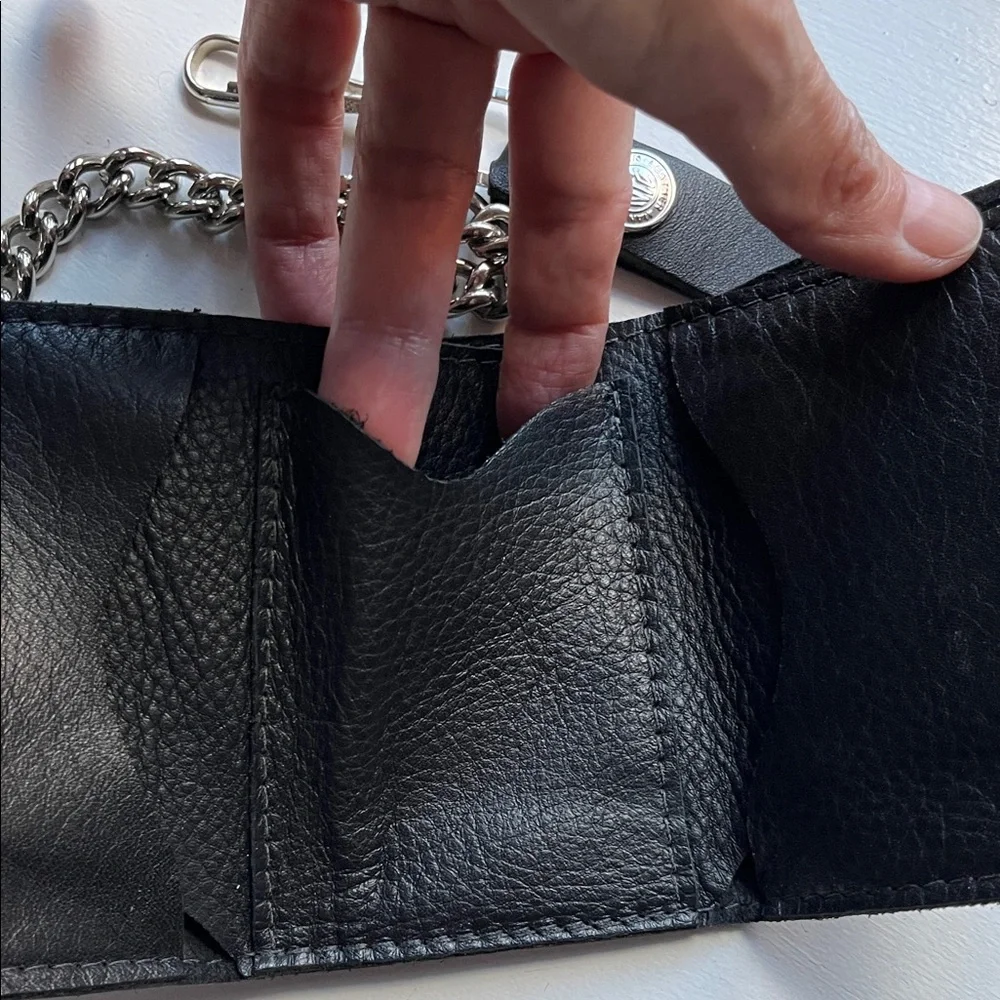 Black Wallet with Chain and Silver Accents